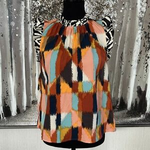 THML Women's Multicolor Sleeveless Abstract Print Blouse NWT - XS‎